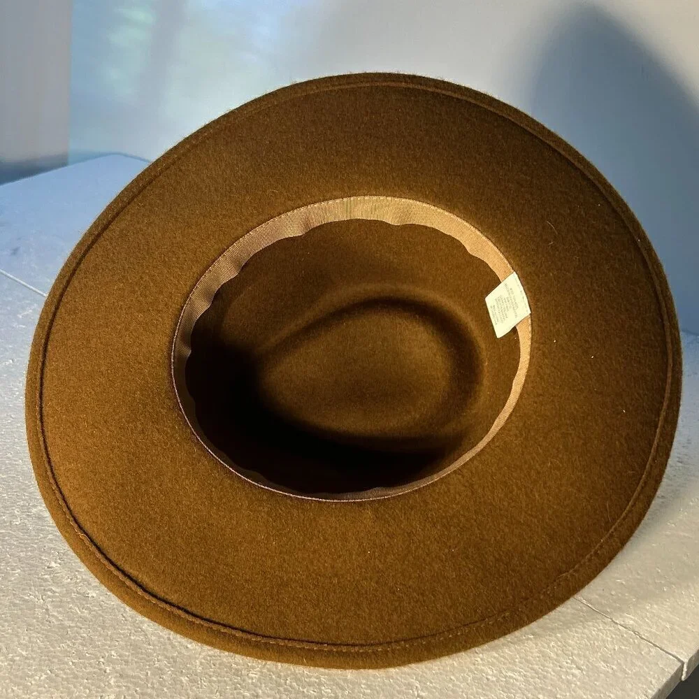 Brown Wool Fedora flat brim hat Classic Boho Western Steampunk Staple Unisex